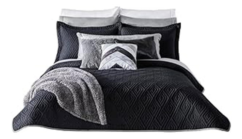 Colchas Concord Juego De Edredón Matrimonial Color Negro