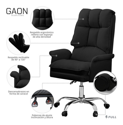 Imagen 3 de 10 de Silla De Escritorio Ejecutiva Ergonomica Piel Sintetica Lujo