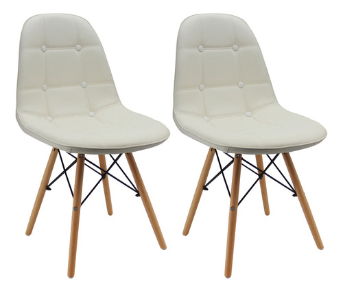 Kit X 2 Sillas Eames Acolchadas / Comedor, Restaurante Color de la estructura de la silla Blanco