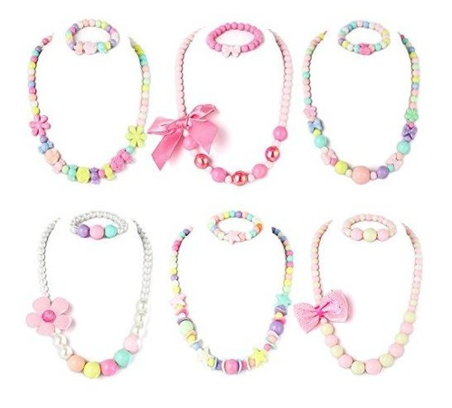 Collar Con Cuentas Y Pinksheep La Pulsera Para Niños, 6 Fija