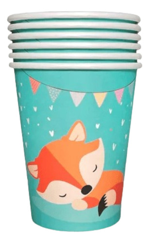 Vaso Polipapel Descartable Zorro Animal Cumpleaños Infantil 