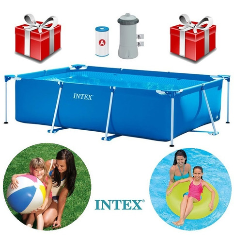 Piscina Rectangular Intex 3x2 76cm Bomba Y Filtro 2 Regalos 