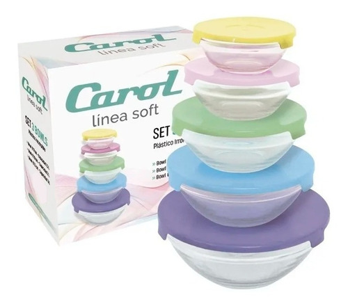 Set 5 Bowls De Vidrio Con Tapa Carol Soft Carol Kuchen