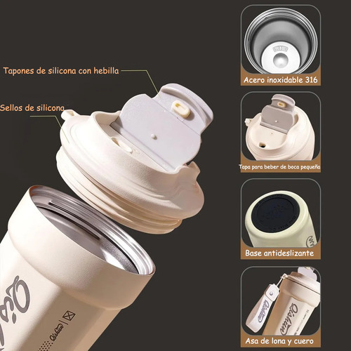 Taza Termo De Café De 16 Oz/480 Ml De Acero Inoxidable Con Tapa, Taza De Vacío Para Bebidas De Café Frías Y Calientes, Vaso Termico Portátil, Usodiario En Oficina, Carro O Casa Color Verde