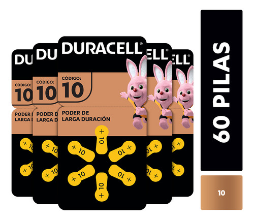 Pack 60 Pilas Duracell Audífono Tamaño 10