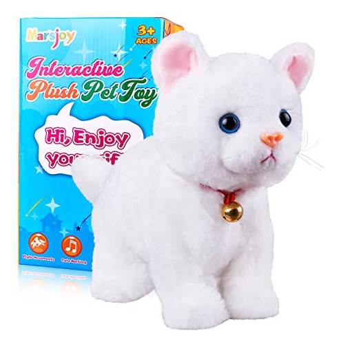 White Plush Cat Stuffed Animal Interactive Cat Robot Yqntc