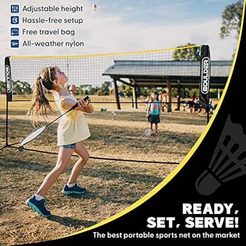 Boulder Portable Badminton Net Set - For Tennis, Soccer Tenn