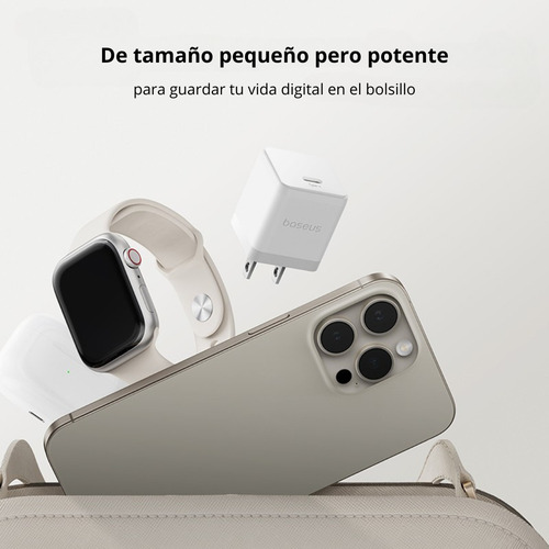 Baseus Cargador De Pared P10111603213-01 Carga Rapida Tipo C 20w Color Blanco +cable Tipo C A Tipo C 60w 1metro Color Blanco 8 Protecciones