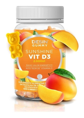 Suplemento Em Gummy Desinchá Vitamina D3 2000 Ui Em Frasco De 100ml 30