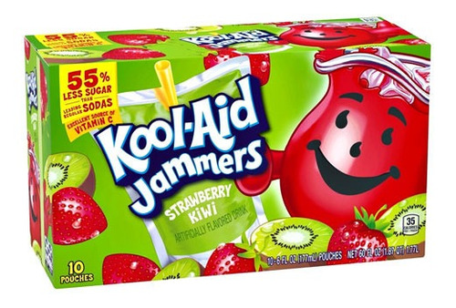 Kool Aid Jammers Jugo Fresa Kiwi Americanos Pack 10pzas.