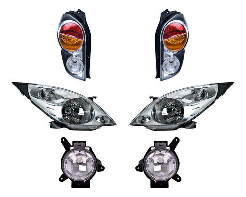 Faros + Nieblas + Calaveras (6 Piezas) Spark 2011-2013 Depo