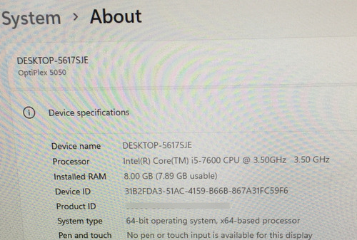 Cpu Dell Optiplex 5050 Intel Core I5-7600 Sku 1631 (Usado)