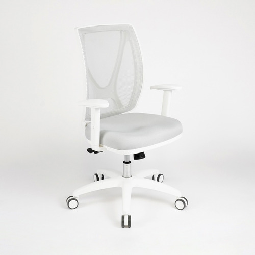 Silla De Oficina Alma White Con Brazos Regulables Rossi Color Gris Perla Material Del Tapizado Marathon