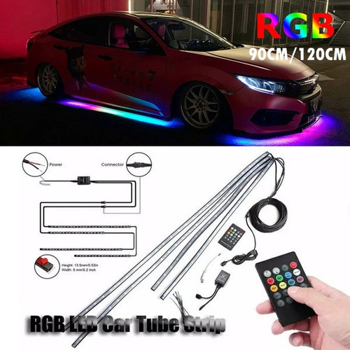 4pcs Rgb Llevó La Luz Del Coche De La Tira Del Tubo Impermea