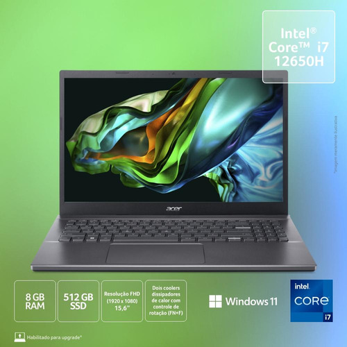 Notebook Acer Aspire 5 A515-57-76mr I7 W11 8gb 512gb 15.6