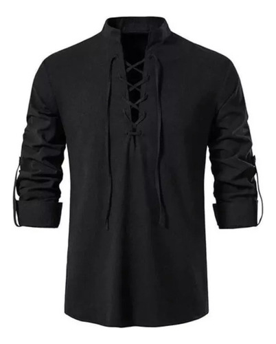 Blusa Con Cuello En V Hombre Camisa Vikinga Pirata Medieval