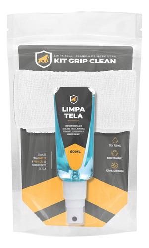 Kit Limpa Telas Bactericida + Flanela - Grip Clean - Gshield