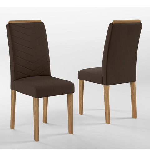 Conjunto 2 Cadeiras Lisboa Cinamomo/ Marrom Cor Cinamomo/marrom 04 Cor Da Estrutura Da Cadeira Cinamomo Desenho Do Tecido Liso