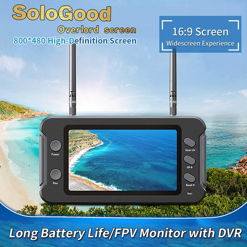 Socloood 43 Fpv Monitor Con Dvr 40ch 800 X 480 Ips Receptor