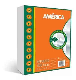 Repuesto America Nº3 X 400 Hojas Rayado Margen Reforzado