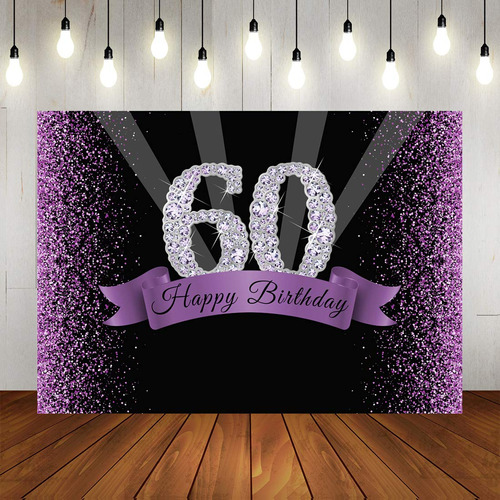 Fondo Purpura 60 Cumpleaño Brillante Punto Negro Numero Para