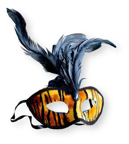 Antifaz Plumas Grandes Un Lado Lentejuelas Disfraz Halloween