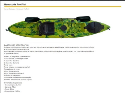 Imagem 9 de 13 de Caiaque Lontras Barracuda Profish Com Assento