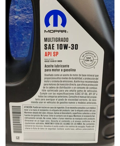 68218931md Aceite De Motor Multigrado Mopar Original