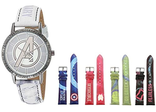 Reloj De Cuarzo Para Hombre De Marvel Con Correa De Caucho, 