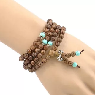 Japa Mala Meditacion Yoga Budismo 108 Cuentas Sandalo Azul T