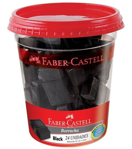 Borracha Faber-castell Com Capa Max Black Preta 24 Un