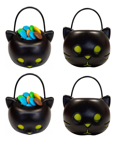 Caramelera Mini Balde Gato Halloween Porta Golosinas X8