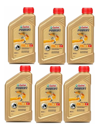 Pack De 6ltr De Aceites Castrol 15w50 Semi Sintético Moto 4t