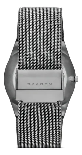 Reloj pulsera Skagen Melbye con correa de acero inoxidable color plateado - fondo gris