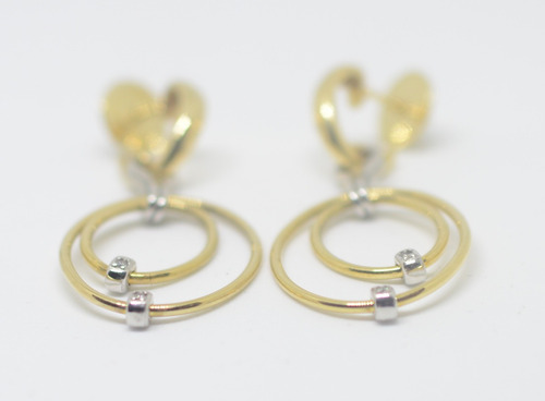 Brincos De Ouro 18k 750 Com Brilhantes
