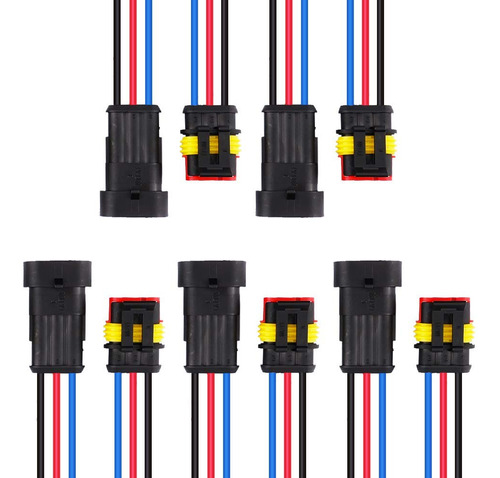 Muyi 5 Kit 3 Clavija 18 Awg Resistente Agua Conector Cable