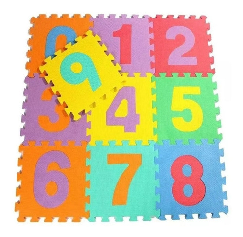 Alfombra Goma Eva Set 10 Cuadros Numeros 30x30 Bebes Niños