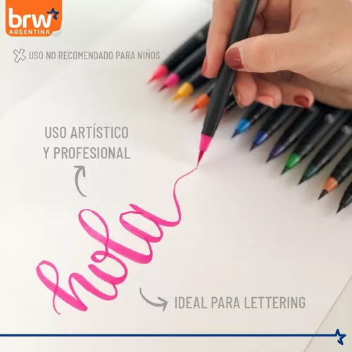 Kit De Lettering Intermedio Brw Manual Brush Pen Water Brush