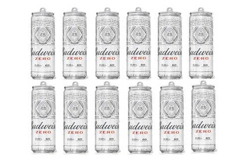 Kit Com 12 Cerveja Budweiser Zero Álcool 350ml