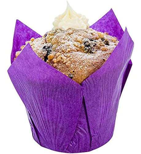 Panificio Premium 4 Oz Violet Paper Tulip Baking Cup: Tazas