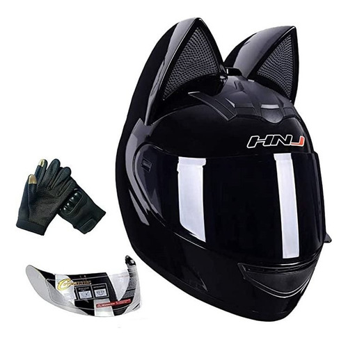 Casco De Motocicleta Con Orejas De Gato, Para Hombres Y Muj.