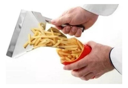 Pala de acero inoxidable para palas, patatas fritas en caja, comida rápida, color gris
