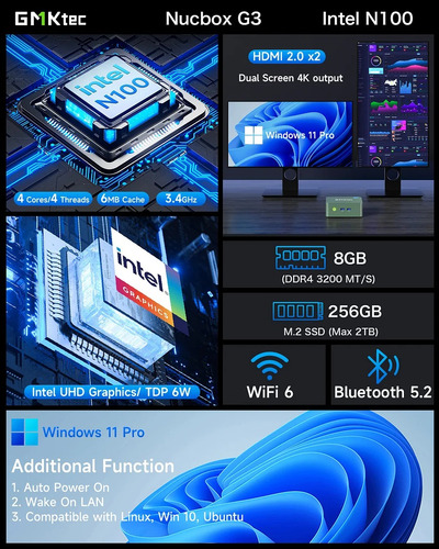 Nucbox G3 - Intel N100 16gb Ddr4 512gb M2 Ssd Windows 11 Pro
