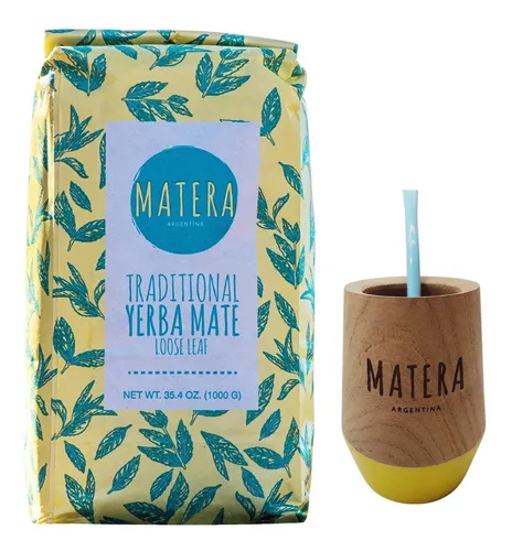 Yerba Mate Organica Premium 1kg Secado Natural + Mate Madera