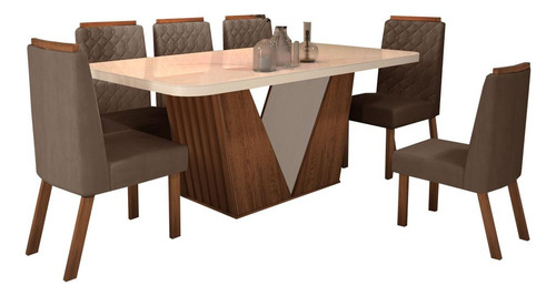 Sala De Jantar 180x90 Fenix Ame/off Bom Pastor 6 Cadeiras