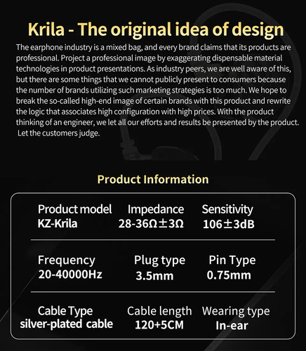 Audifonos Kz Krila, Monitor Hi-fi, Sintonizable Con Mic