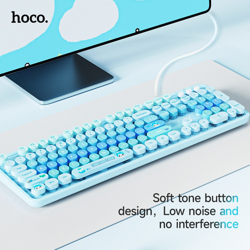 Teclado Membran Hoco K9, Motif Beruang Love, Design Retro Teclado Milk Tea Idioma Milk Tea