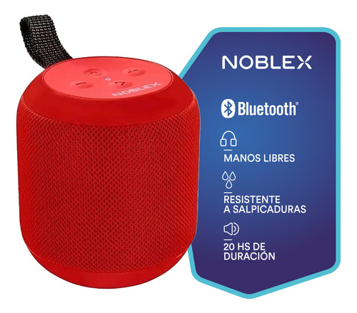 Parlante Portátil Bluetooth Noblex Psb280p 5w Ipx6 Color Rojo