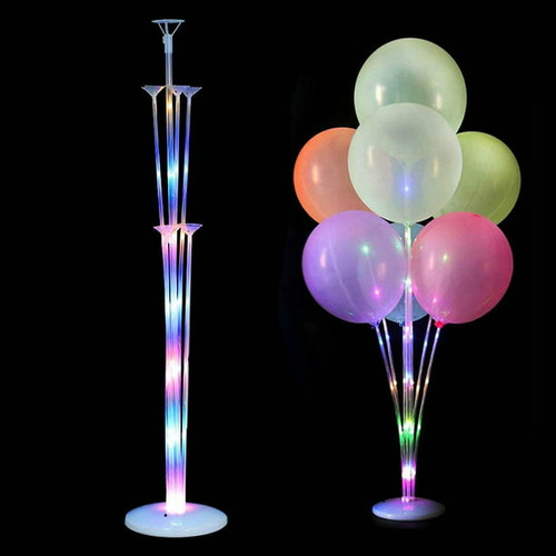 Base Para Globos Con Luces Led Multicolor 7 Palitos 