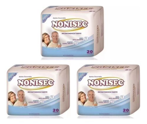 Nonisec Apósitos Incontinencia Fuerte C/gel Adultos X 60 Uni